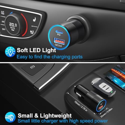 Power Up Anywhere: Bangfun 40 W Dual Port USB C Car Charger – 5 Pack – PD 3.0 Rapid Charging Adapter for i Phone 15/14/13/12 Pro Max & Samsung S24/S23 – Compact Cigarette Lighter Charger for On-the-Go Convenience – Enhanced Dual Device Compatibility and Safety Features