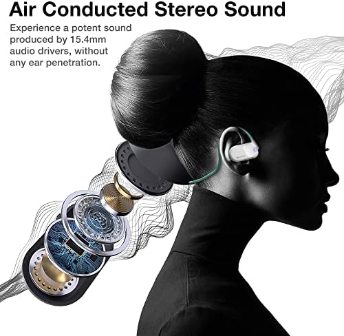 Purity Air Open Ear Headphones – Advanced True Air Conduction Wireless Bluetooth Earbuds with Dual Mic for Clear Calls – Ergonomic, Sweat-Resistant Design for Active Lifestyles – Compatible with i Phone & Android – Ultimate Comfort and Audio Awareness