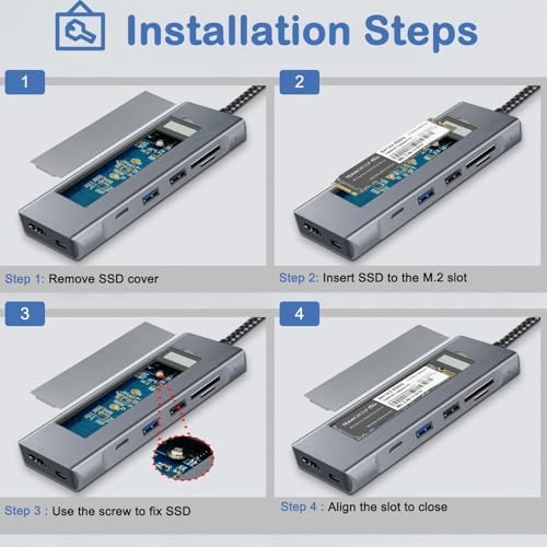 Revolutionary 8-in-1 USB-C Hub with M.2 NVMe/SATA SSD Enclosure – Experience Blazing 10 Gbps Data Transfer, Crystal-Clear 4 K HDMI Output, and Robust 100 W Power Delivery – Ultimate Connectivity Solution for XPS Users and Tech Savvy Professionals