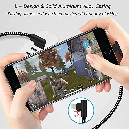 Revolutionize Your Gaming Setup with the 90 Degree 10 FT Heavy Duty i Phone Charger Cable – Ultimate Compatibility for i Phone Xs Max, XS, XR, 7, 7 Plus, X, 8, 8 Plus, 6 S, 6 S Plus, SE – Enhanced Durability & Fast Charging Performance in Black Red Design