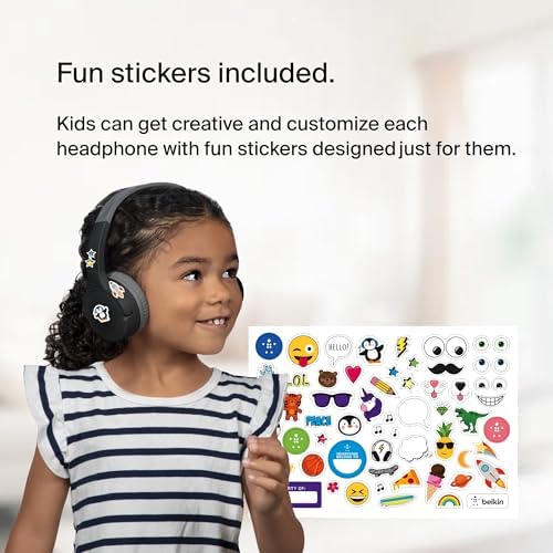 Belkin Sound Form Mini Kids Wireless Bluetooth Headphones – Safe 85 d B Volume Control, 30-Hour Playtime, Built-In Microphone – Lightweight On-Ear Style for i Phone, i Pad, Fire Tablet & More – Ideal for Learning, Entertainment & Safe Listening