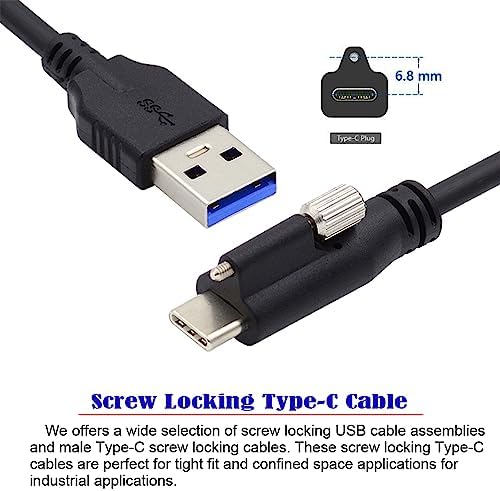 NFHK 300 CM USB 3.1 Type-C Locking Connector to Standard USB 3.0 Data Cable for Camera – Secure, High-Speed Connectivity with Enhanced Compatibility for Professionals and Enthusiasts