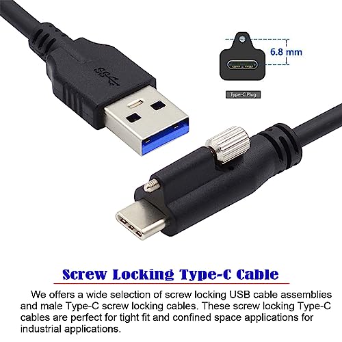 USB 3.1 Type-C Panel Mount Cable with Locking Connector – 5 M Data Transfer Cable for Cameras and Devices, Enhanced Compatibility for Seamless Connectivity, Ideal for Photographers and Tech Enthusiasts