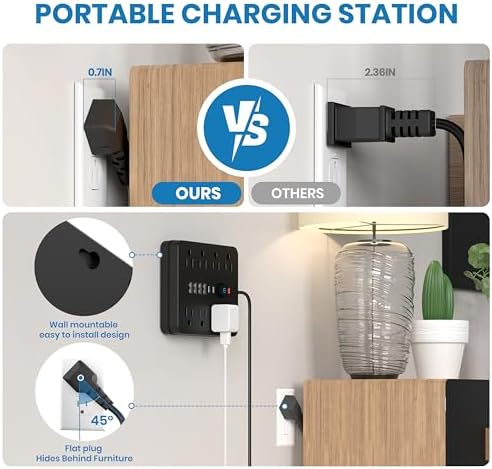 Dual Joule Loom 2-Pack Power Strip Surge Protector with 11 Outlets, 6 Fast USB Ports, 5 Ft Extension Cord, Space-Saving Flat Plug, Wall-Mount Design, Overload Safety for Home & Office Charging Stations – Ultimate Device Compatibility and Speed Enhancement