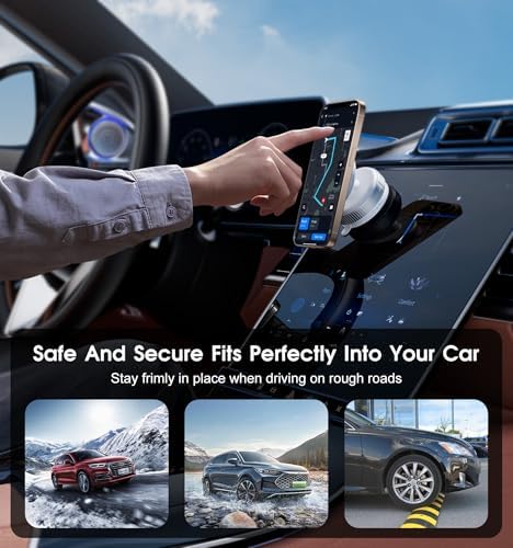 Revolutionary Ultra Vacuum Suction Magnetic Car Phone Holder – 360-Degree Rotation for i Phone 15, 14, 13, 12 & Android – Secure Hands-Free Navigation Accessory in Sleek White Finish for Ultimate Driving Safety and Convenience