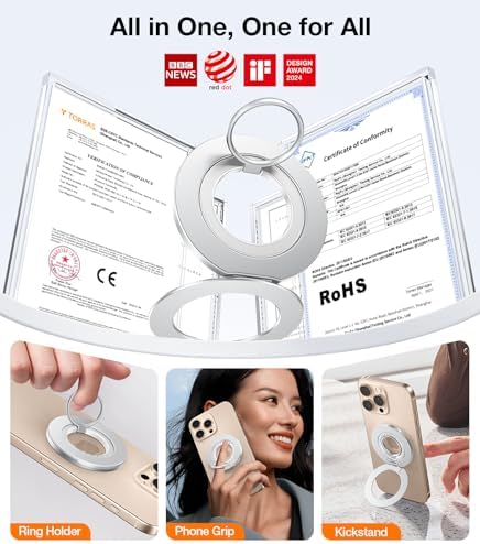 Elevate Your Mobile Experience with TORRAS 2025 Upgrade Dual-Ring Mag Safe Phone Grip Holder in Desert Titanium Gold – Ultimate Compatibility for i Phone 16/15/14/13/12/11, Samsung & Google Devices, Innovative Magnetic Kickstand for Effortless Hands-Free Viewing and Enhanced Stability