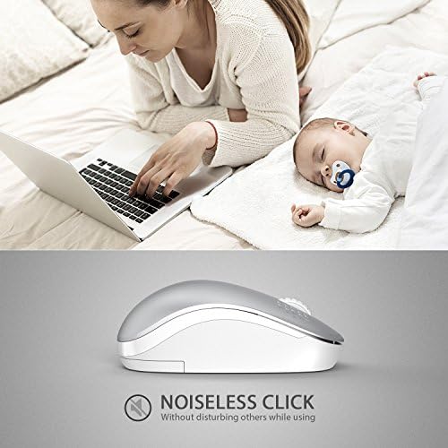 Light Blue Wireless Mouse – Ultra-Quiet 2.4 GHz Noiseless Computer Mouse with USB Receiver for Seamless Windows Experience – Portable, Ergonomic Design for Home, Office, or Travel
