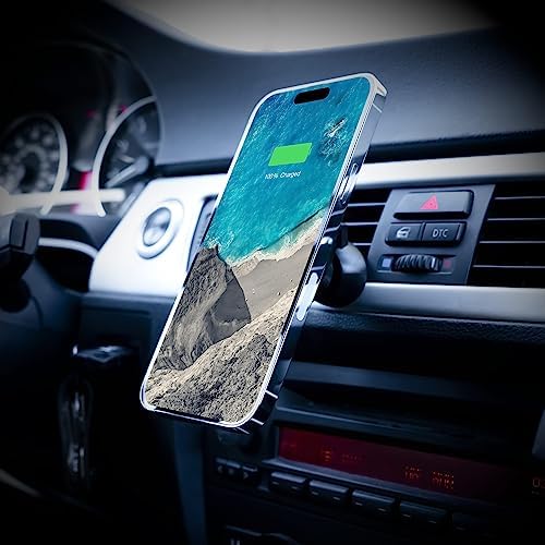 Magnetic Car Dock for i Phone Fast Wireless Charging – 15 W Neodymium Magnet Holder with USB Car Charger & Air Vent Adapter – Compatible with i Phone 15/14/13/12 and More – Secure, Convenient, and Durable Charging Solution for Your Vehicle