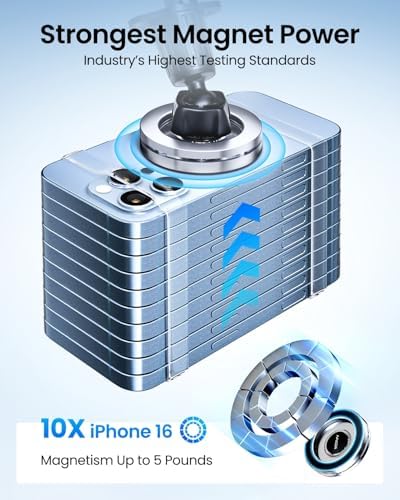 REEVAA Mag Safe Car Mount – Premium Magnetic Phone Holder with Unmatched Magnet Strength for i Phone 16 Pro Max, 15, 14, 13, 12 Plus & Mini | 360° Adjustable Design for Optimal Viewing | Effortless Installation for Enhanced Driving Safety and Convenience