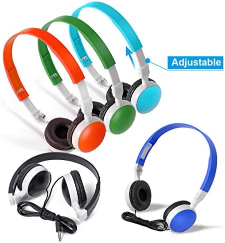 Cyan Adjustable Classroom Headphones for Kids – Bulk 10 Pack Wired Earbuds for Enhanced Learning | Durable, Comfortable Fit for Students | Compatible with Most Devices for Online Classes and Educational Use