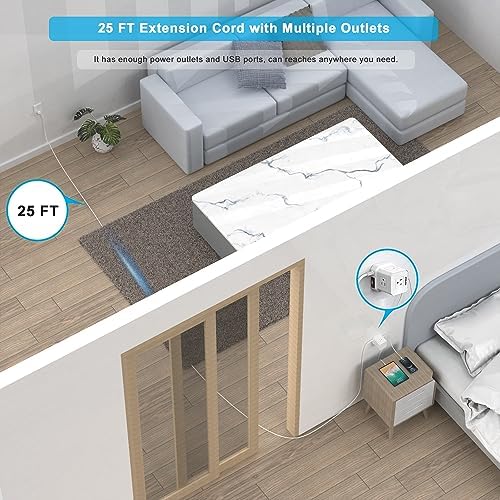 TOPREK Ultra-Slim 5-Outlet Power Strip with USB-C and USB-A Ports – 5 FT Flat Extension Cord Surge Protector for Efficient Charging in Home, Office, and Travel – Compact Design for Enhanced Portability and Safety