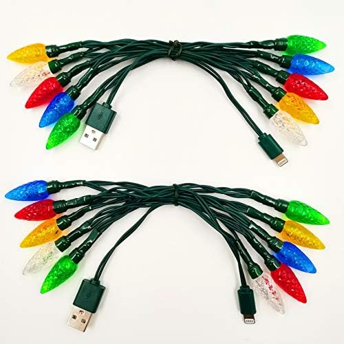 Illuminate Your Charging Experience with the WIND Set of 2 Christmas Light Phone Charger Cords – 50-Inch USB Multicolor Lightning Cables for i Phone 6, 7, 8, X, XR, XS, 11 Pro Max & i Pad – Festive LED Ambiance Meets Enhanced Charging Speed and Compatibility