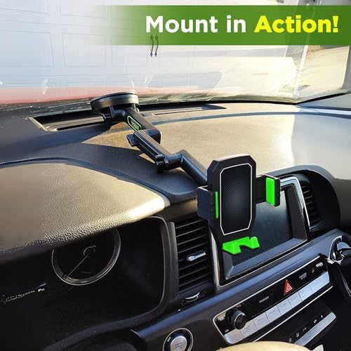 Heavy-Duty Truck Phone Mount with 16.9-Inch Long Arm – Ultimate Dashboard & Window Mobile Device Holder for i Phone and Samsung – Secure Suction Cup Design for Trucker Convenience – Enhanced Stability & Versatile Positioning for Safe Navigation