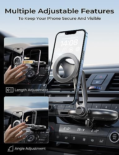 LISEN Mag Safe CD Slot Phone Mount for i Phone 15 Pro Max & Galaxy – Adjustable Magnetic Holder for Hands-Free Driving, Effortless Installation & Optimal Viewing Angle, Compatible with Mag Safe Devices, Sleek Design for Modern Interiors