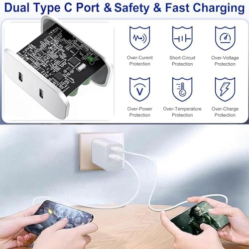 Dual 45 W USB-C Power Charging Duo with 26.6 ft Cable – High-Efficiency Fast Charger for Samsung Galaxy S25/S24/S23 Series, Tab S8 & All USB-C Devices – Ultimate Convenience for Mobile Professionals and Tech Enthusiasts