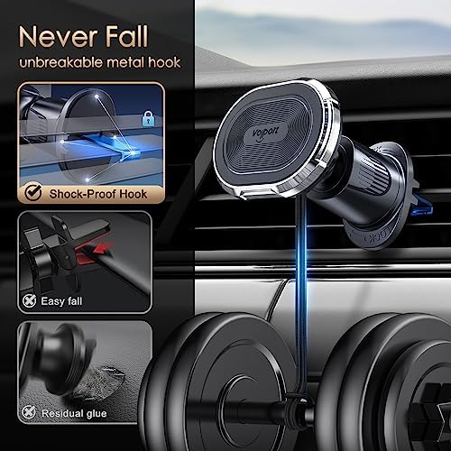 Volport Advanced Magnetic Phone Mount for Automotive Use – Heavy-Duty Vent & Dashboard Holder Compatible with Mercedes Benz and Mini Cooper – Securely Stabilizes i Phone, Samsung Devices & Tablets with Superior Magnet Technology – Effortless Installation for Safe, Hands-Free Navigation and Entertainment