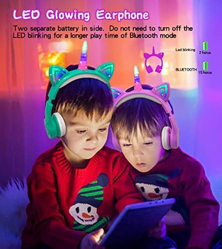 Enchanting Unicorn Wireless Headphones for Kids – Stylish Pink Foldable Design with Light-Up Features, Perfect for Tablets and Toddlers – Superior Sound Quality and Comfort for Magical Listening Adventures – Durable, Adjustable, Tangle-Free Fun for Every Little Girl