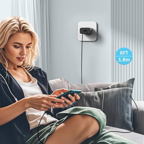45 W Super Fast USB-C PD 3.0 Charger with 6 FT Cable – Ultimate Compatibility for Samsung Galaxy Devices – High-Speed Charging Solution for S25/S24/S23/S22/S21/S20 – Enhanced Safety Features and Lightweight Design for On-the-Go Charging – Dual Pack for Maximum Convenience