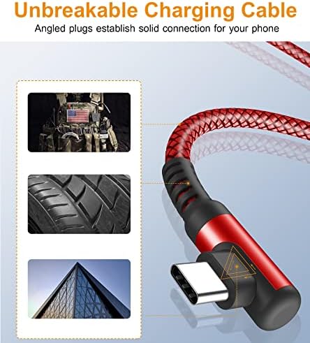 sweguard 10 FT Right Angle USB Type C Charger Cable – Durable Nylon Braided 2-Pack for i Phone 15/16 Pro Max & Samsung Galaxy Models – Enhanced Fast Charging & Tangle-Resistant Design for Ultimate Convenience and Performance