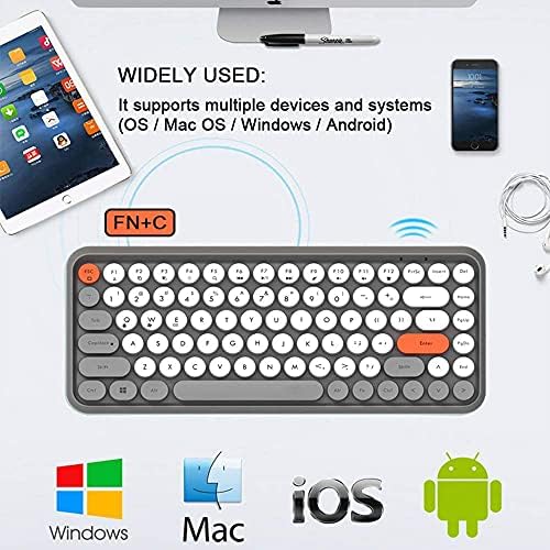 FELICON Retro Mini Wireless Bluetooth Keyboard – Portable 84-Key Typewriter Design for Android, i Pad, Windows & PC – Perfect Companion for Home & Office with Enhanced Compatibility and Rechargeable Battery