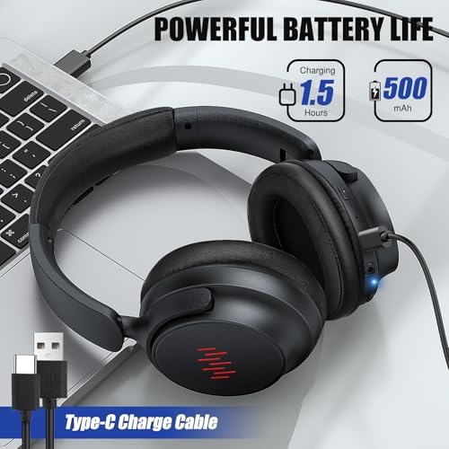 Revolutionary Active Noise Cancelling Over-Ear Wireless Headphones with Travel Case – Cutting-Edge Bluetooth Headset Featuring Immersive Deep Bass, Ultra-Lightweight Design, and Superior Noise Isolation for i Phone 16 Pro Max & Galaxy S25 – Ideal for Home, Office, and Travel Listening Experiences