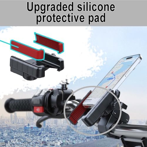 Ultimate Bike Phone Holder Mount for Motorcycles – Anti-Shake, Cushioned Silicone Clamp for 4.7-7.2” Smartphones – 360° Rotation & Quick-Release Design for Enhanced Navigation & Hands-Free Use – Ideal for i Phone & Samsung Enthusiasts – Weather-Resistant & Durable Riding Accessory