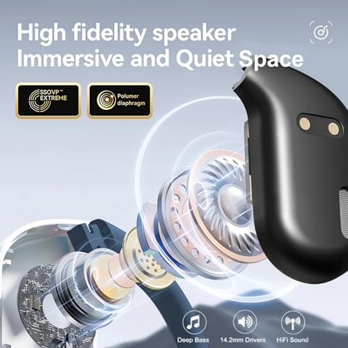 OWS M82 Open Ear Wireless Earbuds – Cutting-Edge Bluetooth 5.3 with 55-Hour Battery Life for Extended Enjoyment, Powerful Deep Bass for Music Lovers, Ergonomic Over-Ear Fit with Secure Earhooks for Active Lifestyles, Advanced ENC Noise-Canceling Mic for Crystal Clear Conversations, Perfect for Fitness and Outdoor Enthusiasts (White) – Elevate Your Listening Experience with Superior Comfort and Premium Sound Quality