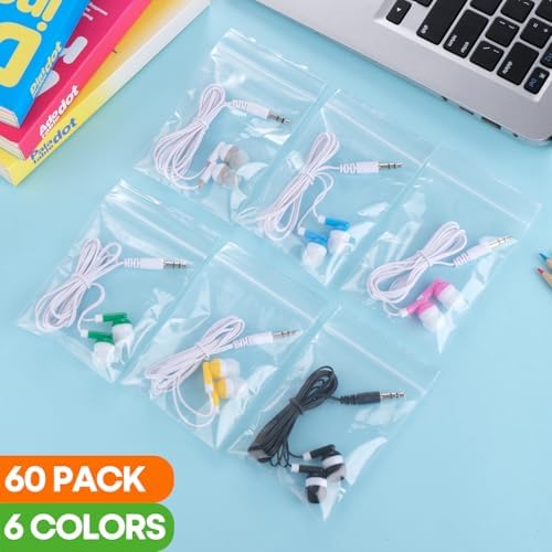 Affordable 60-Pack Kids Earbuds – Robust Wired Headphones with 3.5 mm Jack for Enhanced Learning and Play, Vibrant Color Selection for Classroom Engagement, Lightweight Build with Tangle-Free Cord for Optimal Comfort and Efficiency