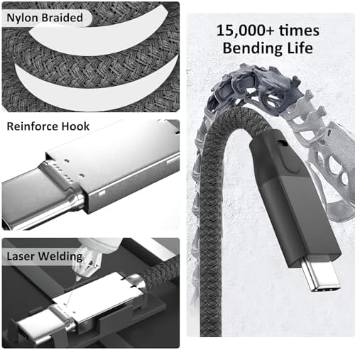 Experience High-Speed Connectivity with Use Bean USB C to USB C Cable – 100 W Fast Charging & 20 Gbps Data Transfer – 15 FT Dual Pack for Mac Book Pro, Galaxy S25 Ultra, i Pad Mini 6, and More – Enhanced 4 K Video Output for Ultimate Performance and Compatibility