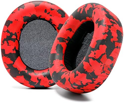 Upgrade Your Sound: WC Premium Replacement Earpads for Steelseries Arctis Nova Pro Wireless by Wicked Cushions | Enhanced Comfort with Thick, Soft Leather & Superior Durability | Red Camo Design for Distinctive Style & Optimal Sound Isolation