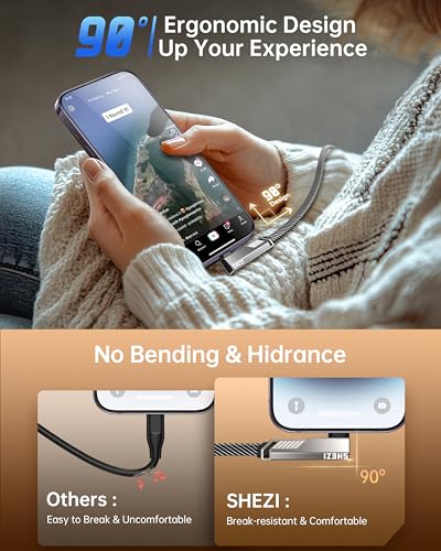 SHEZI 4-in-1 Fast Charging USB C Cable – 60 W Power Delivery with Lightning, USB C, and USB A Ports – 5 FT Durable Flat Nylon Braided Cord – Stylish Pink Design for i Phone, i Pad, and More – High-Speed 480 Mbps Data Transfer Solution for All Your Devices
