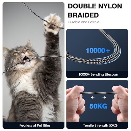 20 FT Ultra-Long i Phone Charger Cable – Fast 60 W 2-in-1 USB-C & Lightning Charging Cord for i Phone 16/15/14/13/12/11, i Pad & Mac Book – Durable Braided Design for Home, Office & Outdoor Use – Unmatched Flexibility and Rapid Power Delivery