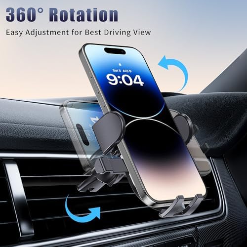 Universal Smartphone Air Vent Mount – Premium Adjustable Phone Holder for All Devices with Enhanced Hook Clip Stability, 360-Degree Rotation & Quick Tool-Free Installation – Perfect for Hands-Free Navigation and Accessibility in Any Vehicle