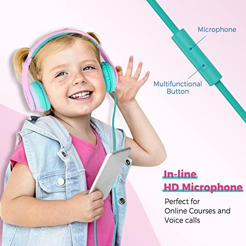 Rockpapa HS20 Kids Wired Headphones – Super Lightweight & Foldable Design with Integrated Microphone, Perfect for School, Travel & Entertainment – Compatible with Tablets & Smartphones, Stylish Black & Orange for Ages 3-15, Ideal for Learning, Play, and Hands-Free Communication