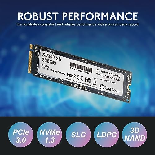 Elevate Your System Performance with Link More XE300 SE 256 GB PCIe Gen3 NVMe M.2 2280 Internal SSD – Lightning-Fast Read Speeds Up to 2100 MB/s and Write Speeds of 1500 MB/s for Unmatched Efficiency and Reliability in Data Storage Solutions