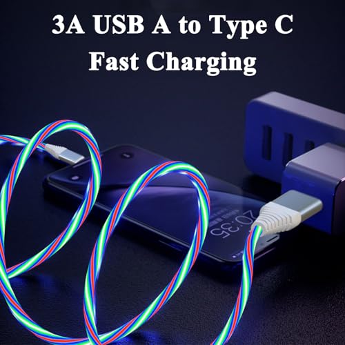 Illuminate Your Charging Experience: Premium 78-Inch Light Up USB C Charging Cable with 3 A Fast Charging Capability – Universal Compatibility for i Phone 16/15/Pro/Plus/Pro Max, Galaxy S24/S23/S22/S21/S20, i Pad, Pixel & More – Durable, Stylish LED Indicator for Nighttime Visibility and Enhanced Convenience