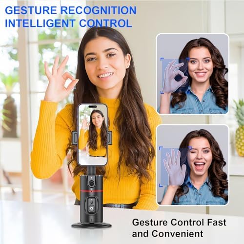 Auto Face Tracking Tripod, No App Required, Rechargeable Battery, 360° Rotation Phone Tracking Holder Face Body Phone Camera Mount for Live Vlog Streaming Video Chat – Enhanced Compatibility and Speed