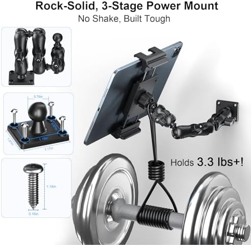 Ultimate Heavy-Duty Tablet Mount for Trucks – Adjustable 2-Stage Drill Base Holder for i Pad & Galaxy Tab (5.1-15.6” Devices) – Secure, Versatile, and 360-Degree Rotatable for Enhanced On-the-Go Visibility and Safety