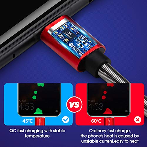 Cyven Premium 10 ft USB C Fast Charging Cable – 3-Pack High-Speed Type C Charger for Android Devices, Compatible with Samsung Galaxy S10, S9, S8 Plus – Enhanced Durability and Flexibility for Everyday Use