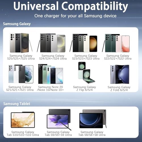 Ultra-Fast 45 W Samsung USB-C Charger with 6 ft Cable – Dual Pack for Galaxy S25/S24/S23/S22/S21/S20 & Note 10 Plus – Versatile Type C Charging Cord for Enhanced Performance and Connectivity – Perfect for Home, Office, and Travel