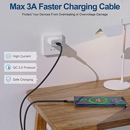 Extra Long 16 ft USB Type-C Fast Charging Cable – Braided USB C to A Quick Charge Cord for Samsung Galaxy S10, S9, S8 Plus, Note 10, 9, 8 & LG V50, V40, G8, G7 – Enhanced Durability and Performance in Sleek Grey Design