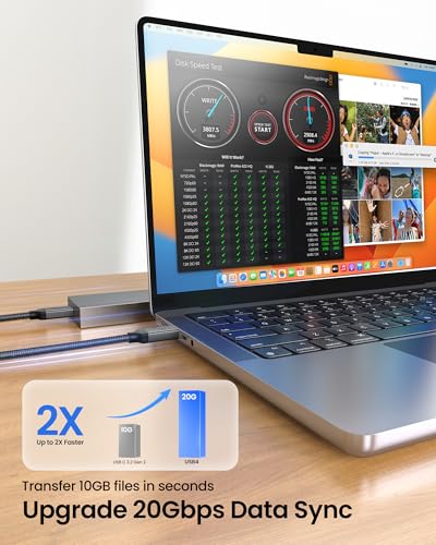 Silkland USB4 Thunderbolt 4 Cable – Ultra-Fast 40 Gbps Data Transfer, 240 W Rapid Charging, 8 K@60 Hz Video Output, 1 FT Compact Design – Perfect for i Phone 16, Mac Book, e GPU, and More – Unmatched Performance for Modern Connectivity