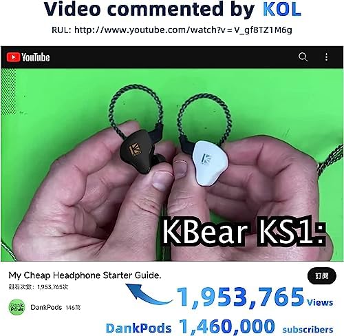 KBEAR KS1 Premium Wired Earbuds with Microphone – Superior In-Ear Monitors for Rich Deep Bass & Hi-Fi Stereo Sound – Noise-Isolating Design with Tangle-Free Removable Cord – Ergonomically Crafted for Comfort & Enhanced Device Compatibility in Workouts and Daily Use