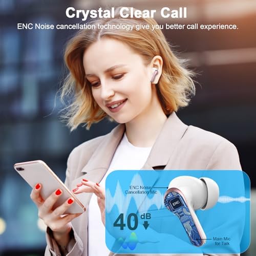 Donerton Advanced Bluetooth 5.4 Wireless Earbuds – Immersive Deep Bass In-Ear Headphones with Quad ENC Mics for Superior Noise Cancellation, 45-Hour Playback, IP7 Waterproof Charging Case – Ideal for Fitness Enthusiasts and Effortless Connectivity