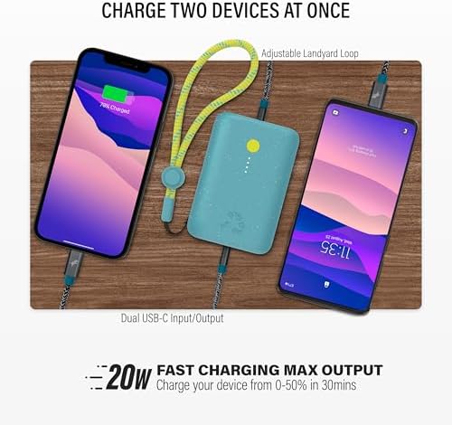 Ultimate Champ 10,000 m Ah Portable Charger – Dual USB-C Power Bank with 20 W Fast Charging for i Phone, Laptops, Tablets & More – Travel Essential with Included Cable for Enhanced Device Compatibility and Performance