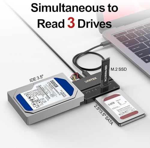 Unitek M.2 NVMe SSD Enclosure Adapter – Ultra-Fast 10 Gbps USB 3.2 Tool-Free External Hard Drive Reader, Versatile M Key Compatibility for M.2 and SATA SSDs, Compact Design for Effortless Portability and Enhanced Data Access