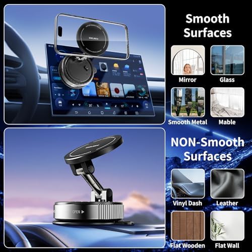 Magnetic Car Phone Mount for i Phone 15/14/13 Pro Max – Advanced 360° Rotatable Holder for Secure Hands-Free Navigation, Dashboard & Windshield Use, Optimized Mag Safe Compatibility for Effortless Stability and Convenience on Every Drive