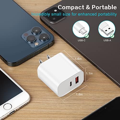 Ultra-Fast Dual Port USB-C i Phone Charger with 10 FT Quick Lightning Cables – High-Efficiency Charging Block for i Phone 14 Pro Max, 13 Pro, 12, 11, XS, XR, 8, SE – Ideal for Home and Travel, 2-Pack for Maximum Convenience and Speed