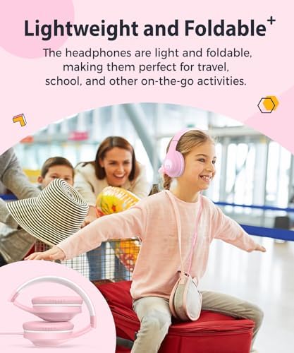 Rockpapa C24 Foldable Kids Headphones with Microphone – Lightweight Wired Audio Solution in Eye-Catching Purple & Green for School, Travel, and Play – Ideal for Young Listeners with Enhanced Compatibility and Superior Portability