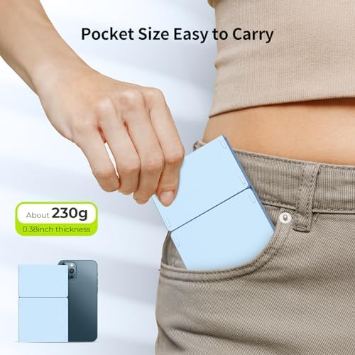 Portable Tri-Fold Bluetooth Keyboard with Touchpad – Rechargeable Multi-Device Wireless Companion for Laptops, i Pads, and Smartphones – Perfect Travel Accessory for Windows, i OS & Android Users – Enhance Your On-the-Go Productivity